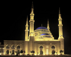 Floodlit Blue Mosque in Beirut