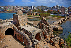 Lebanon, Sidon, Crusaders' castle, view from castle's watch tower
