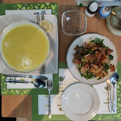 Lentil Soup and Fattoush Salad at Whistles Snacks - Beirut, Lebanon