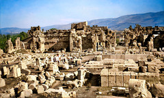 November 1942 - Temple complex ruins of the Great Court at Baalbek, Syria [now Lebanon] [colourized version]