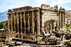 November 1942 - Temple of Bacchus ruins at Baalbek, Syria [now Lebanon] [colourized]