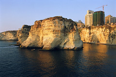 Pigeon Rocks and Raouché at sunset, Beirut, Lebanon