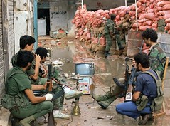 BIOD #163 - Amal Militia Fighters Watch a World Cup Football Match on TV - Beirut - 11 June 1986